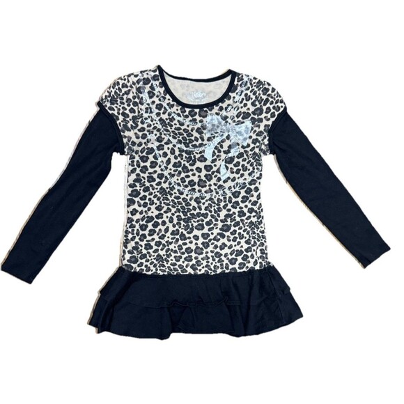 Justice Long Sleeve Cheetah Rhinestone Chain Ruffle Dress Girl's XS (8) GUC 2010 - Picture 1 of 4